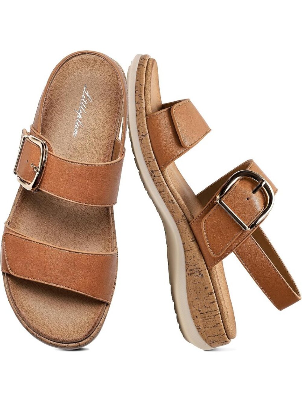 Women's Fashion Brown Comfortable Flat Adjustable Orthotic Walking Travel Sandal